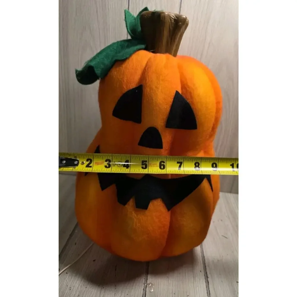 Vtg. 1997 Lighted Halloween Indoor Felt Blow Mold Pumpkin Jack O Lantern Read